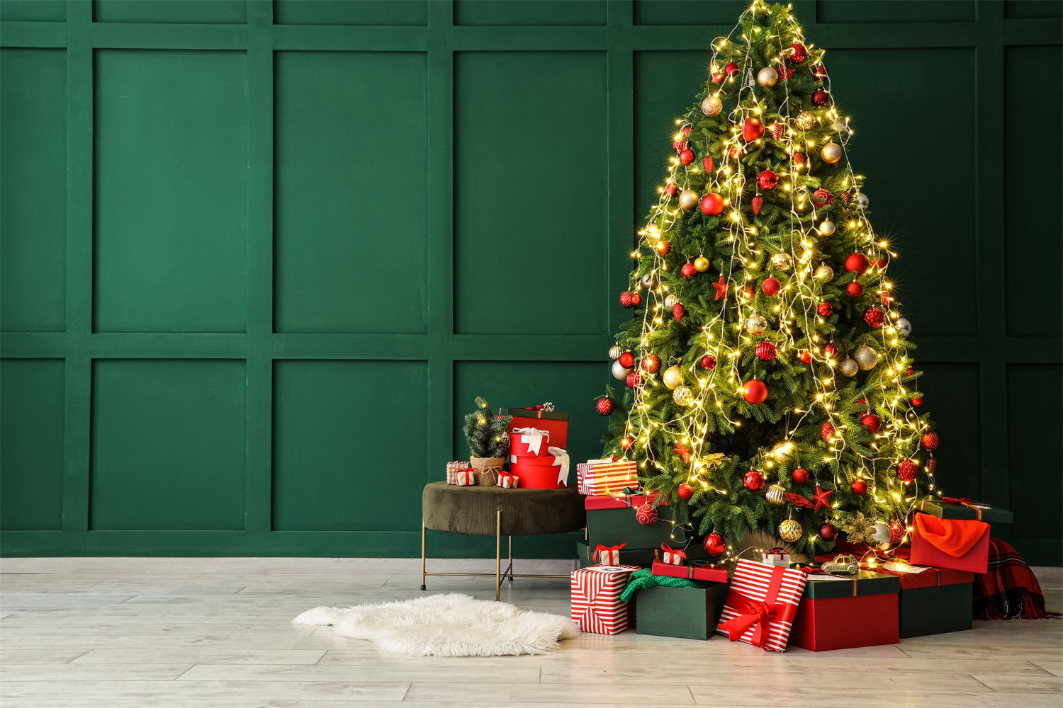 Elegante Sfondo Da Parete Verde Albero Di Natale BRP8-114