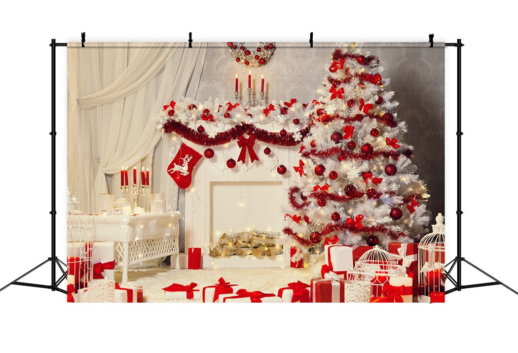 Sfondo Decorativo Natalizio Rosso E Bianco BRP8-115
