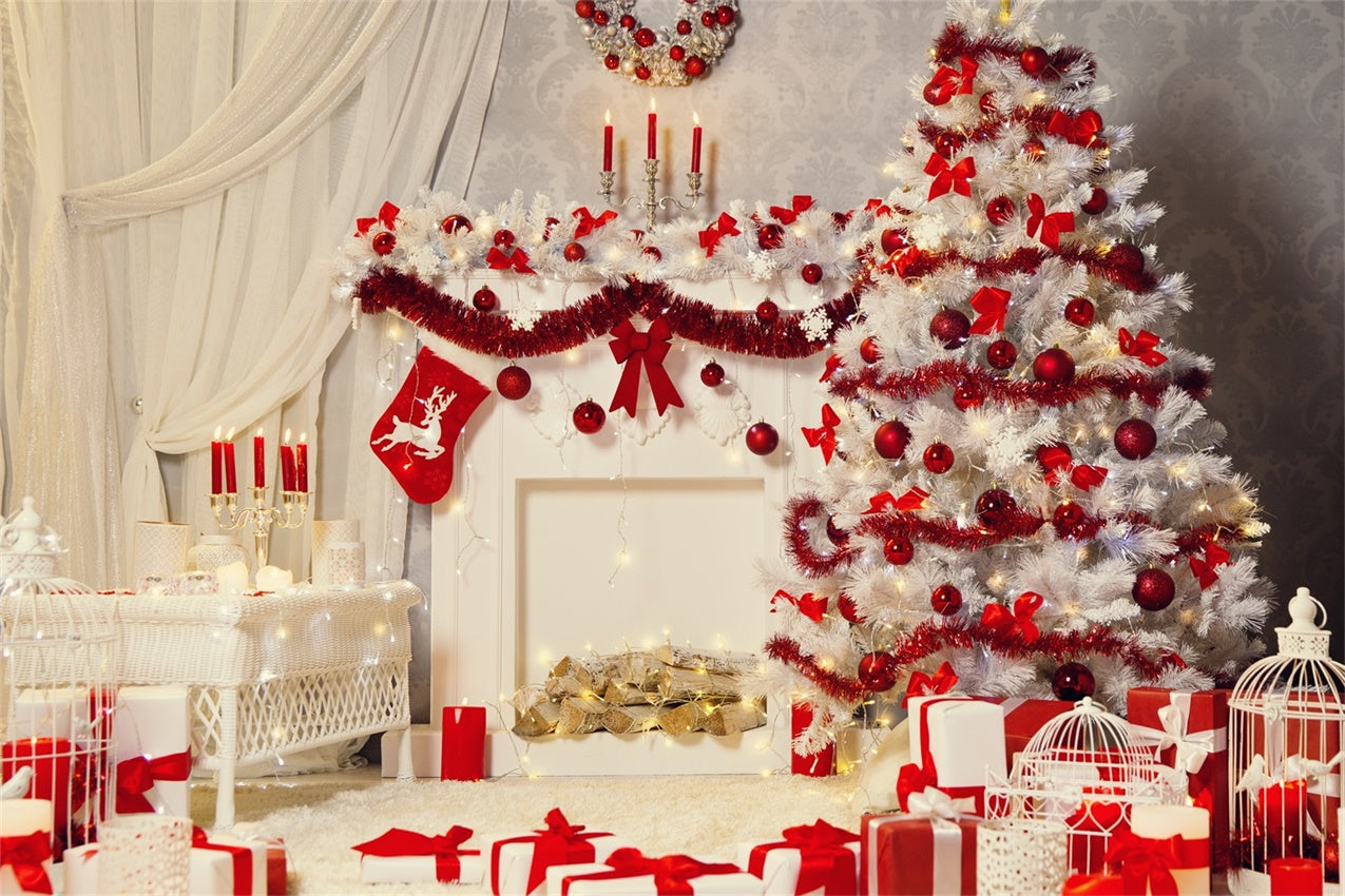 Sfondo Decorativo Natalizio Rosso E Bianco BRP8-115