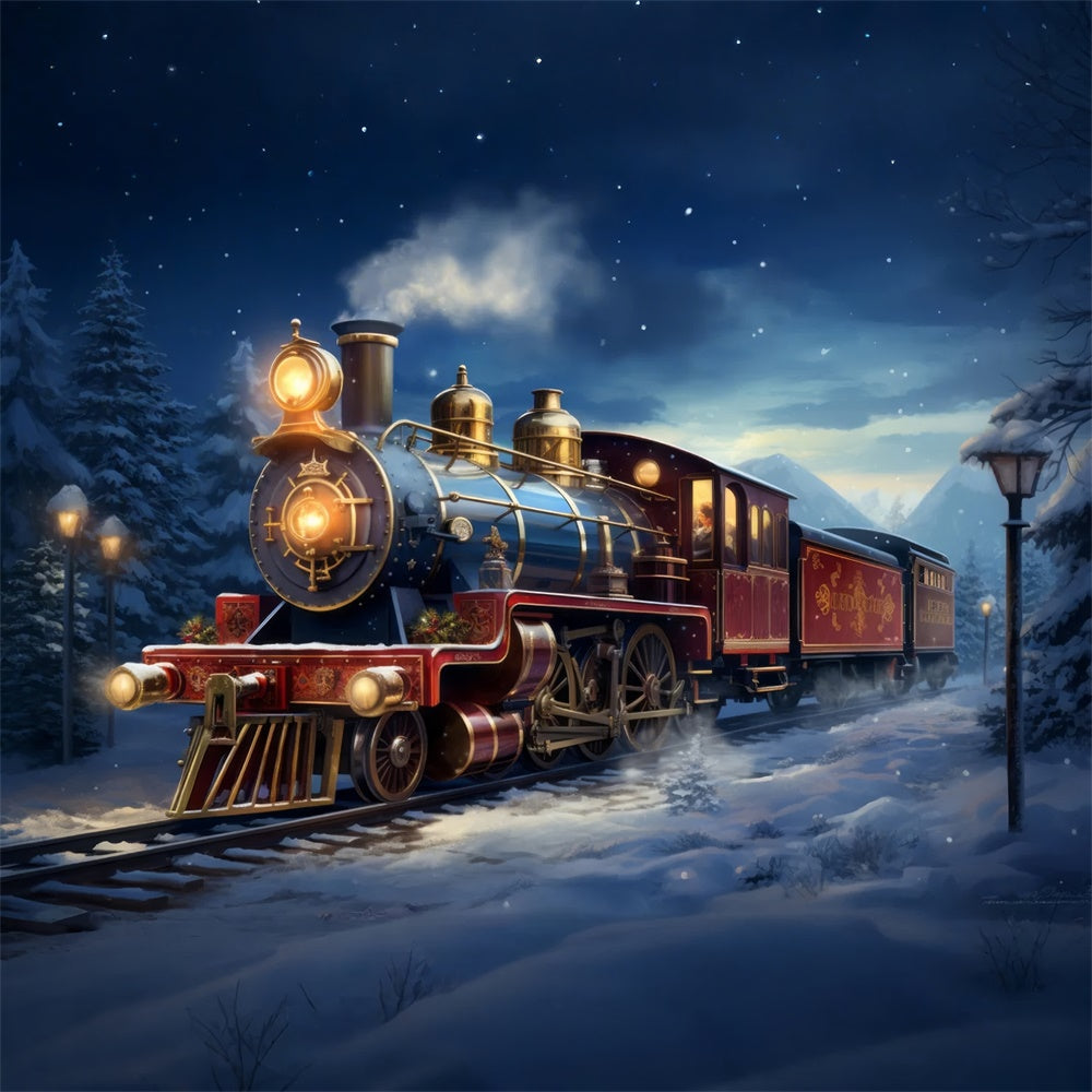 Sfondo Di Avventura In Treno Di Natale Innevato BRP8-119