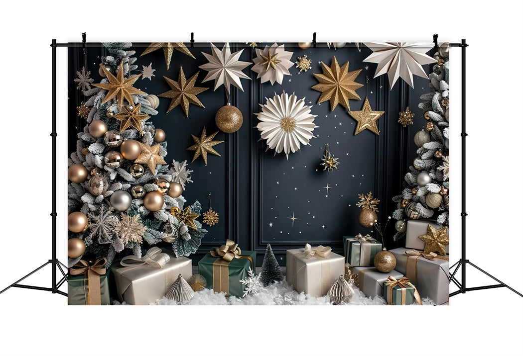 Sfondo Con Albero Di Natale E Ornamenti Dorati BRP8-12