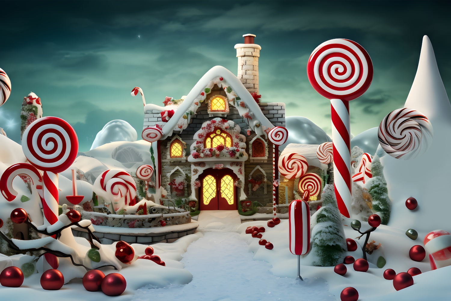 Sfondo Natalizio Della Casa Di Marzapane Candy Dreamland BRP8-133