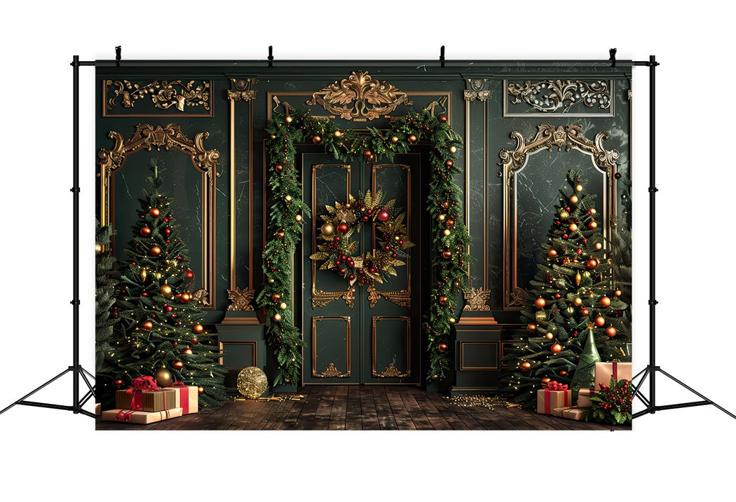 Eleganti Alberi Di Natale Con Accenti Dorati Sullo Sfondo BRP8-139
