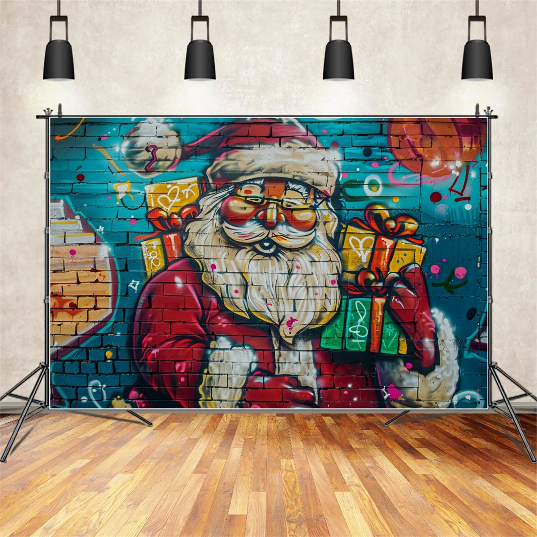 Sfondo Natalizio Con Babbo Natale Graffiti BRP8-147