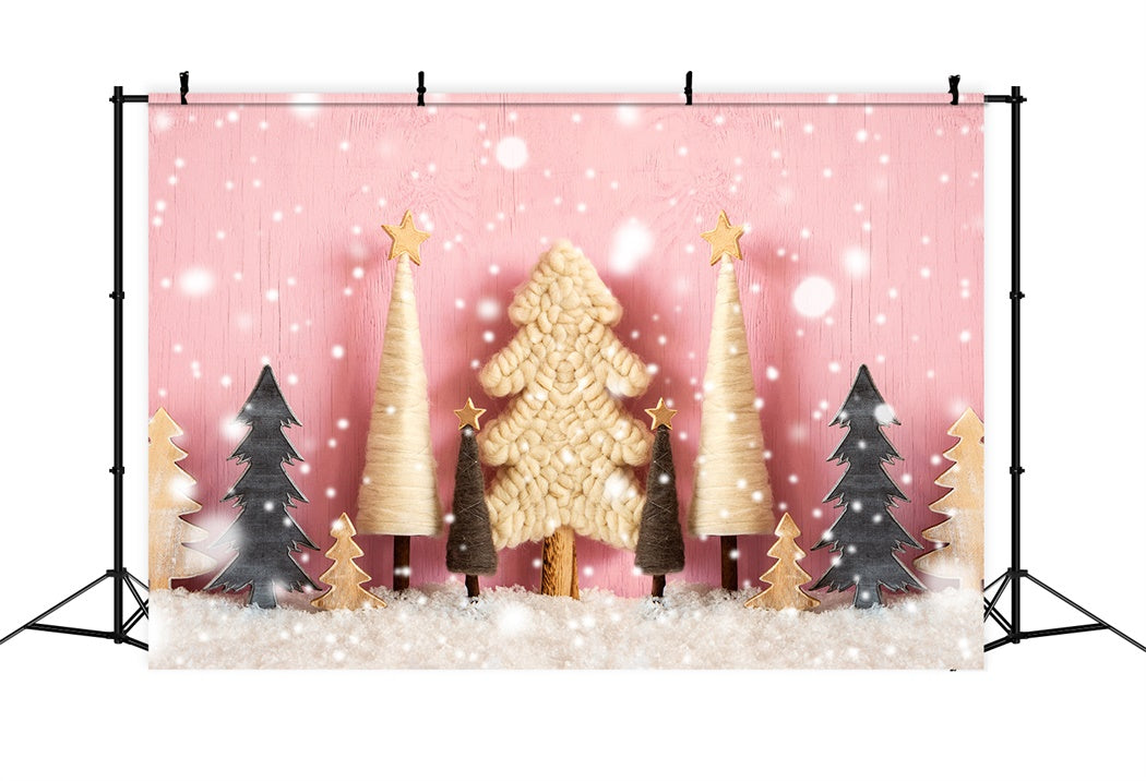 Sfondo Rosa Nevicata Albero Artigianale Di Natale BRP8-154