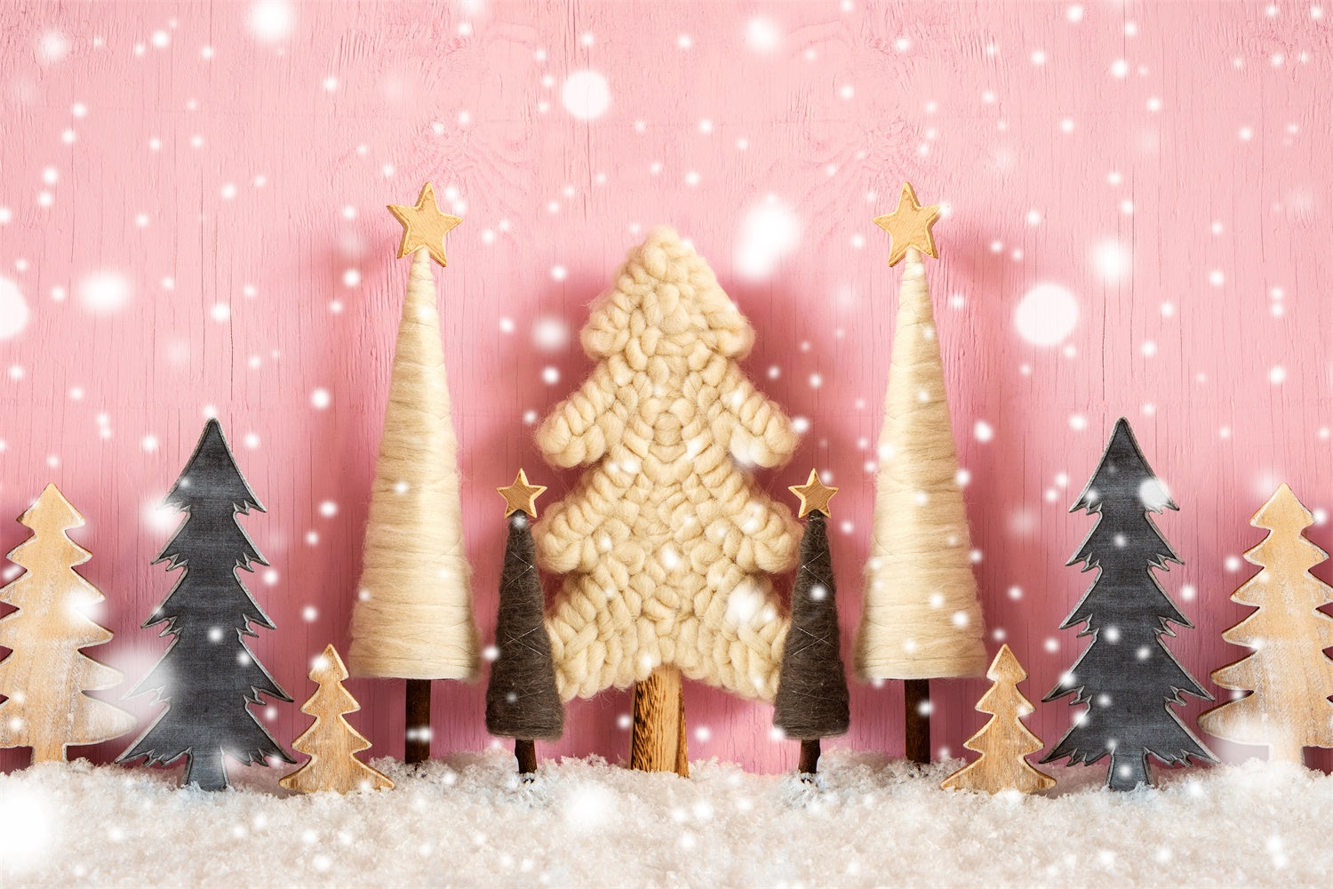 Sfondo Rosa Nevicata Albero Artigianale Di Natale BRP8-154
