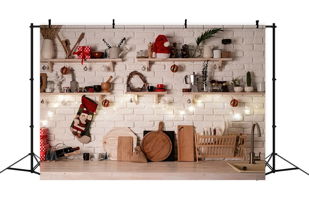 Sfondo Per Decorazioni Da Cucina Con Cappello Da Babbo Natale BRP8-156
