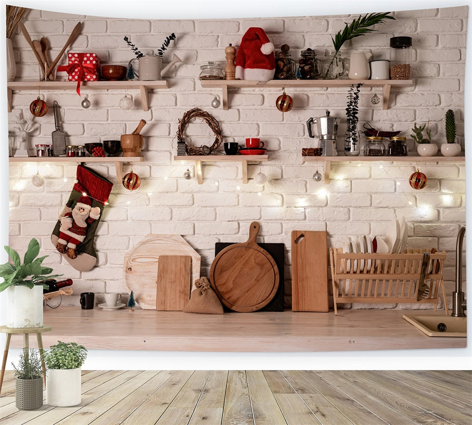 Sfondo Per Decorazioni Da Cucina Con Cappello Da Babbo Natale BRP8-156