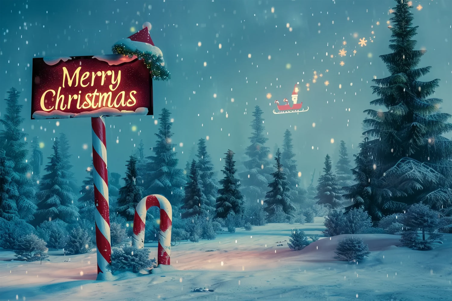 Sfondo Della Scena Magica Della Foresta Di Natale BRP8-16