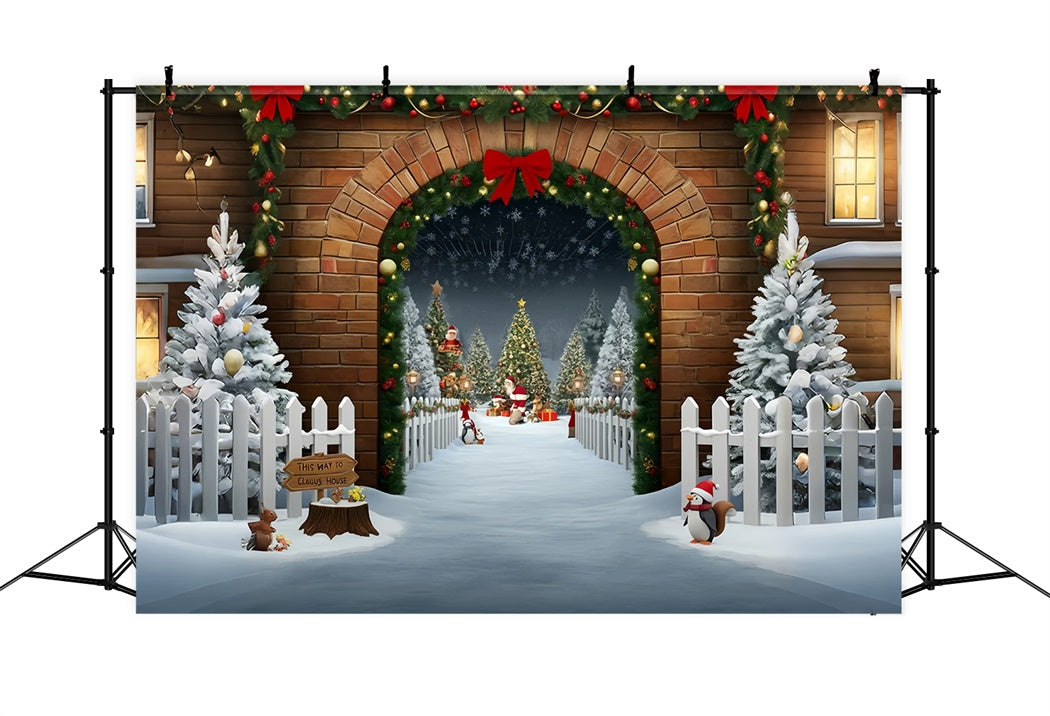 Sfondo Del Cancello Del Villaggio Di Babbo Natale BRP8-161