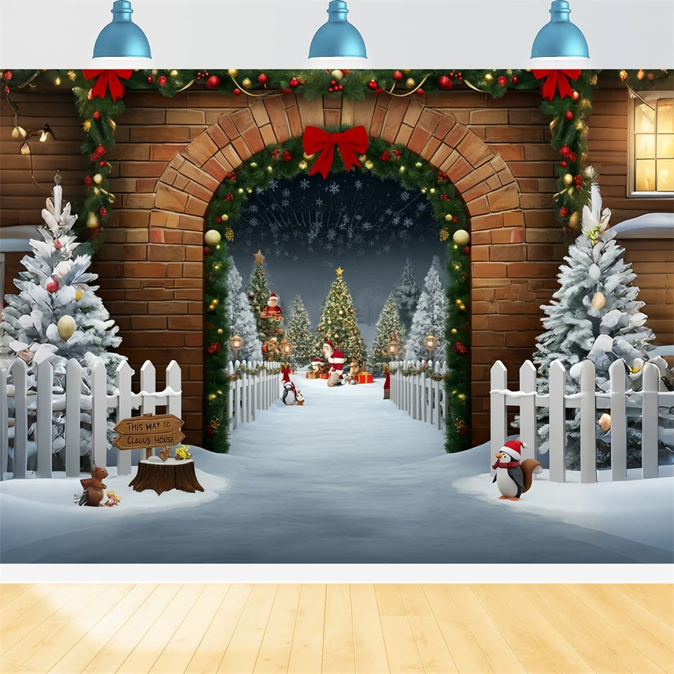 Sfondo Del Cancello Del Villaggio Di Babbo Natale BRP8-161