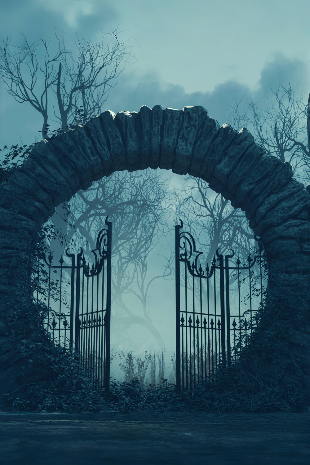 Sfondo Di Halloween Con Arco Spettrale E Cancello In Ferro BRP8-171