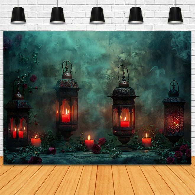 Nebbia Con Lanterne E Rose Sfondo Di Halloween BRP8-177