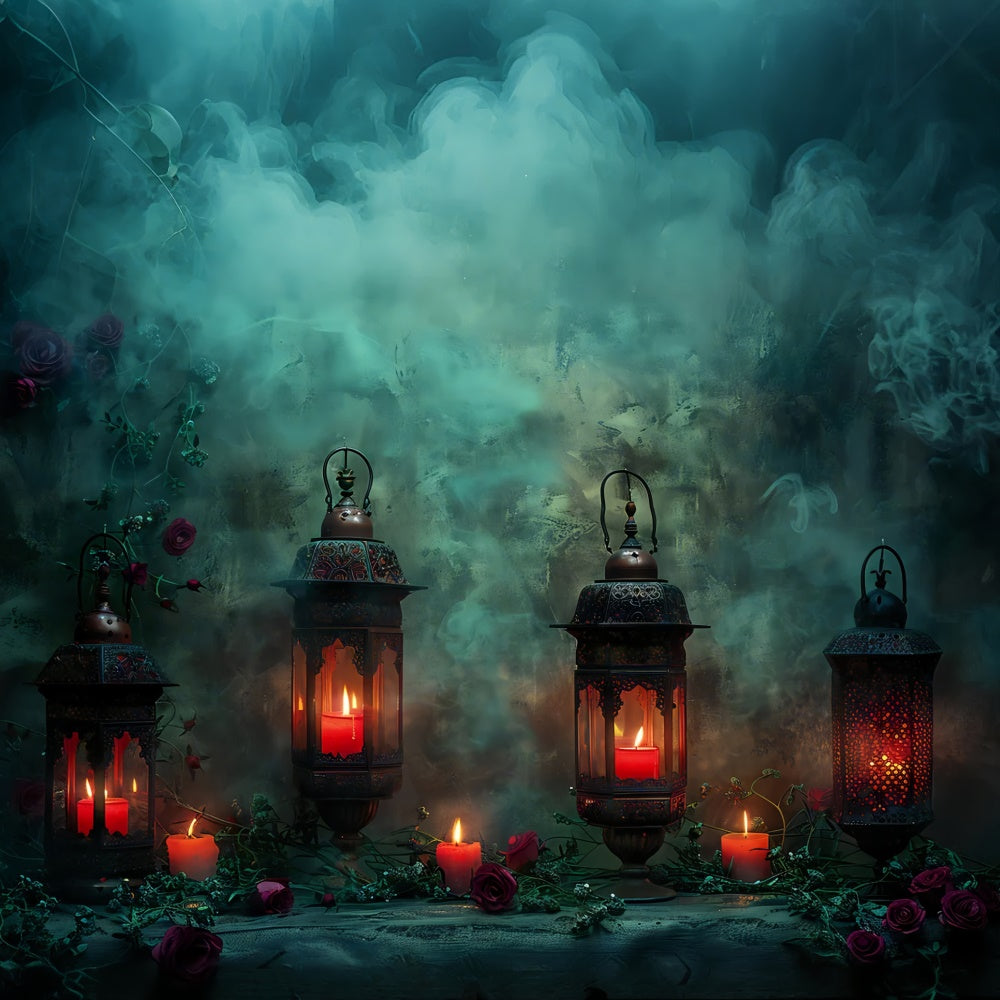 Nebbia Con Lanterne E Rose Sfondo Di Halloween BRP8-177