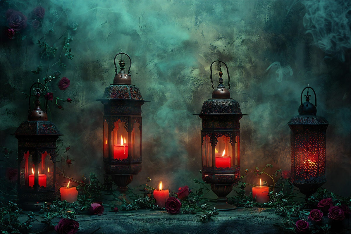 Nebbia Con Lanterne E Rose Sfondo Di Halloween BRP8-177