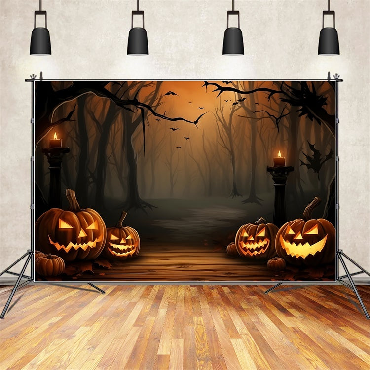 Sfondo Della Foresta Da Incubo Di Halloween E Zucche Malvagie BRP8-183
