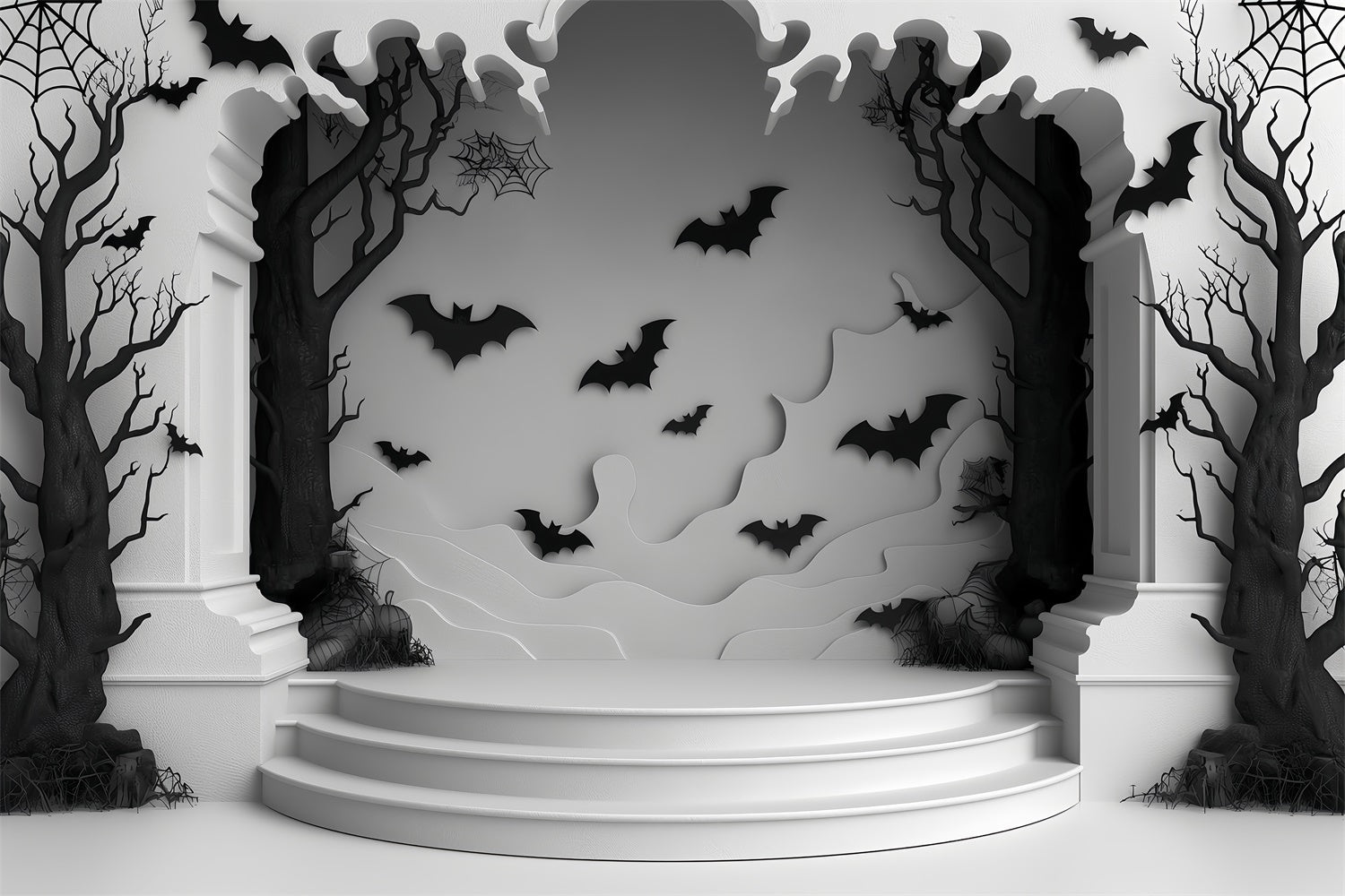 Foresta Infestata Con Pipistrelli Sfondo Di Scena Di Halloween BRP8-187