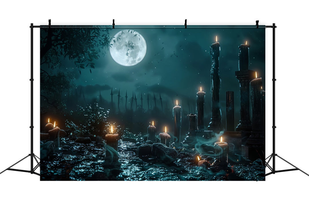 Sfondo Di Halloween Con Il Percorso Del Cimitero A Lume Di Candela Inquietante BRP8-189