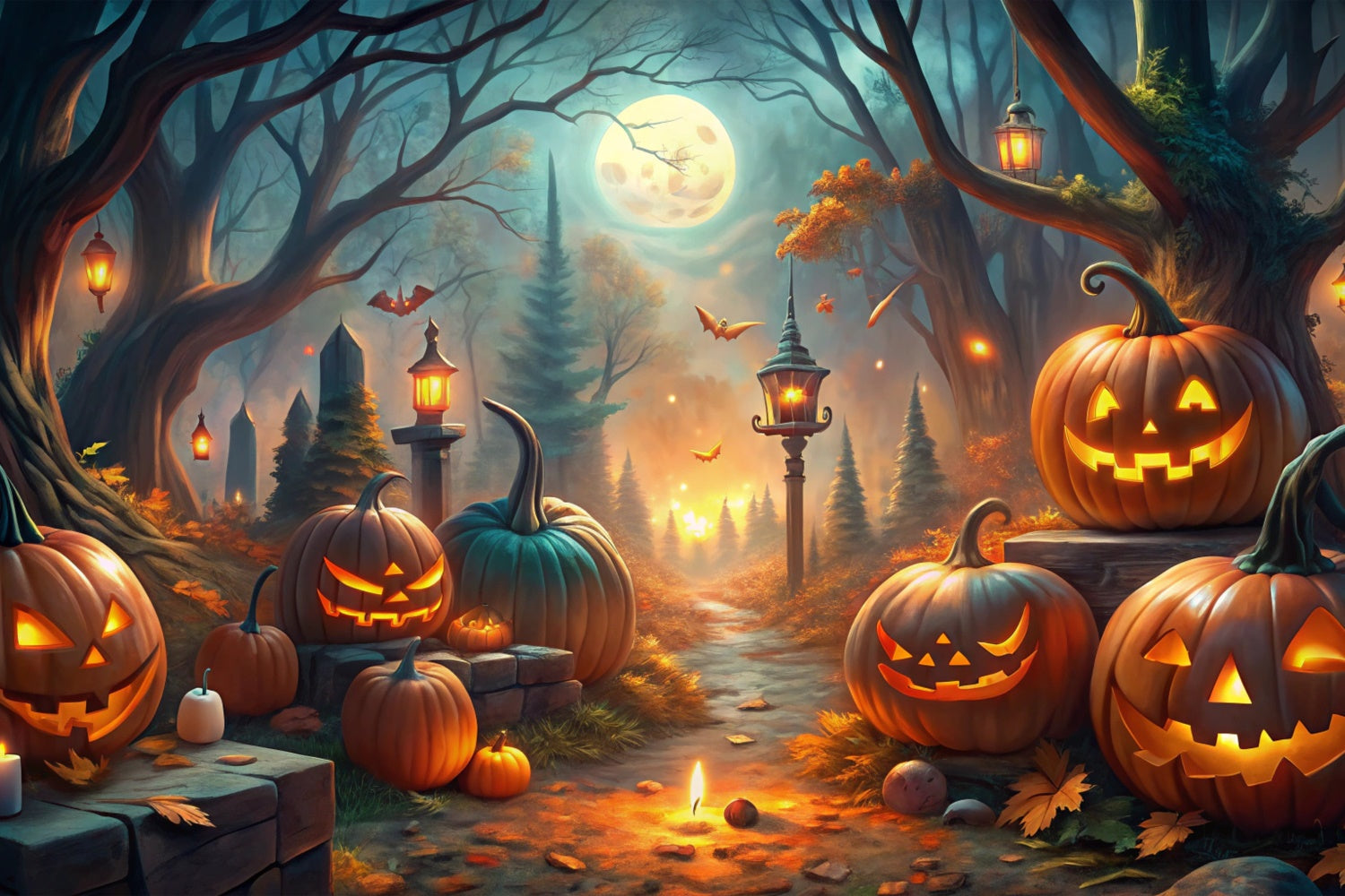 Sfondo Della Notte Di Halloween Nel Bosco Incantato BRP8-193