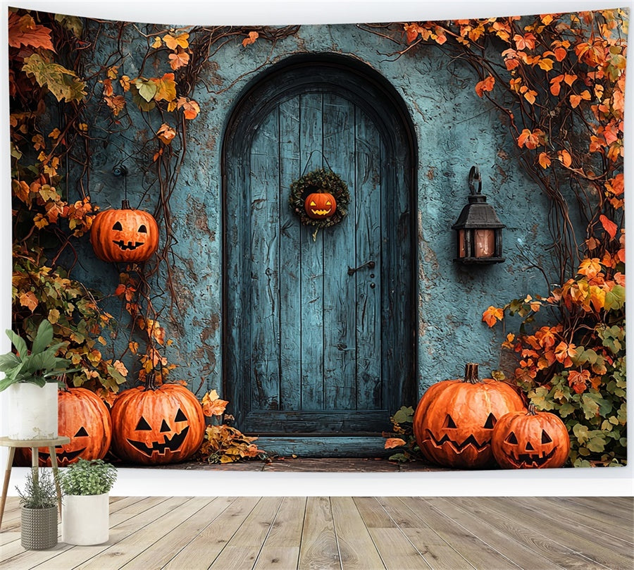 Porta Di Halloween Con Sfondo Di Zucche E Viti BRP8-198