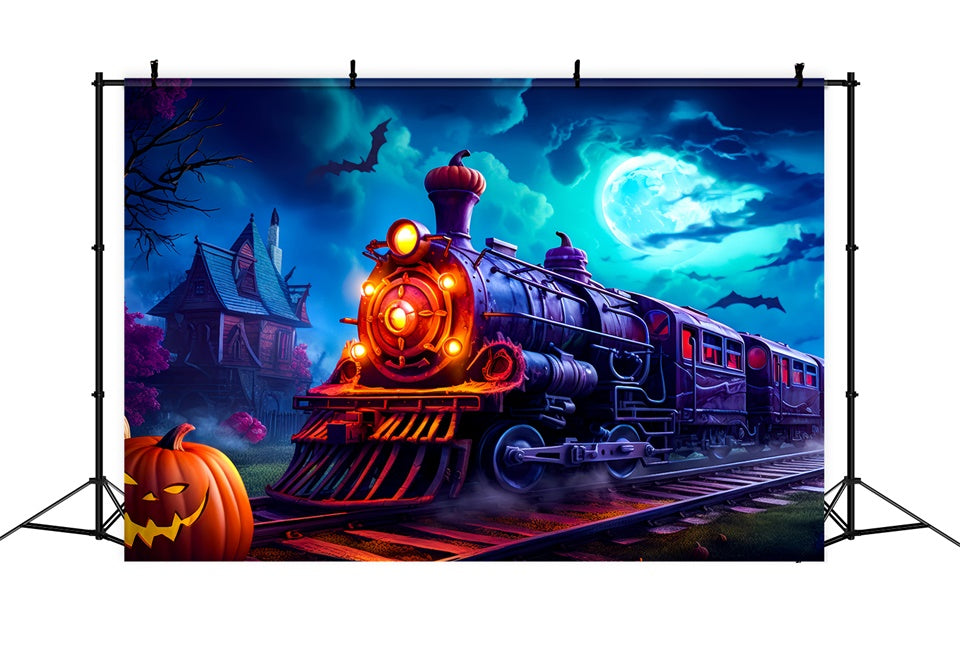 Sfondo Del Treno Espresso Di Zucca Stregata Di Halloween BRP8-201