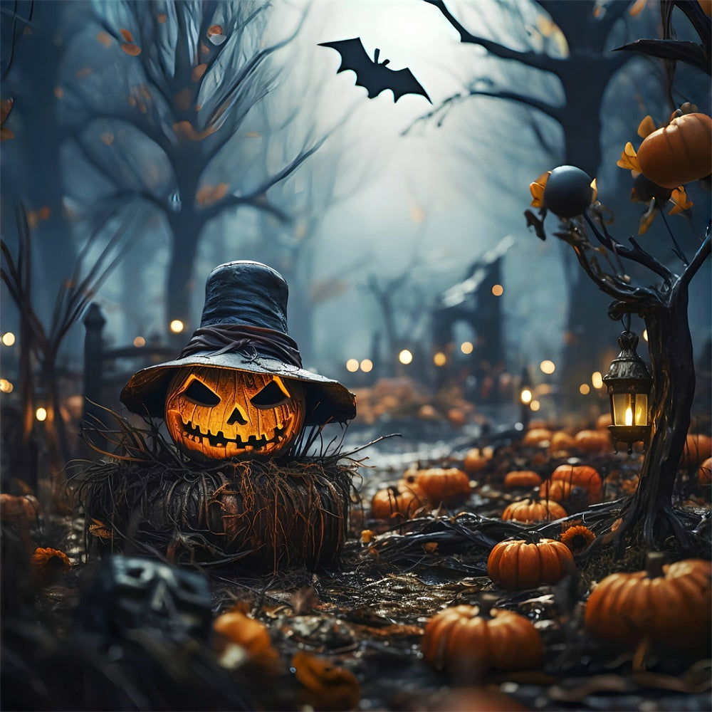 Re Delle Zucche Di Halloween Sullo Sfondo Di Un Bosco Infestato BRP8-203