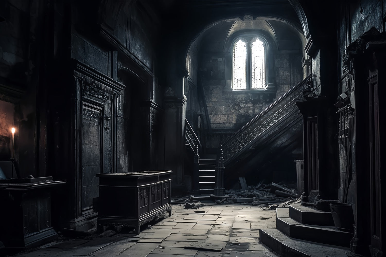 Sfondo Interno Di Una Villa Abbandonata Raccapricciante Di Halloween BRP8-218