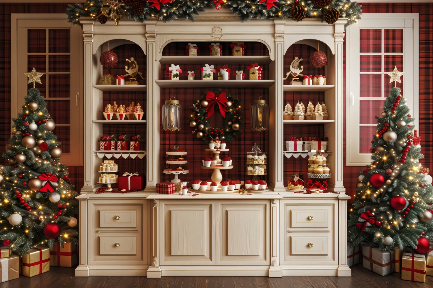 Sfondo Per Esposizione Di Dolciumi Classici Natalizi BRP8-21