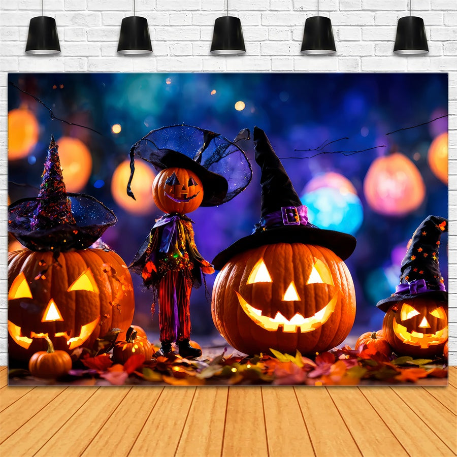 Zucche Di Streghe Incantate E Sfondo Di Luci Di Halloween BRP8-220