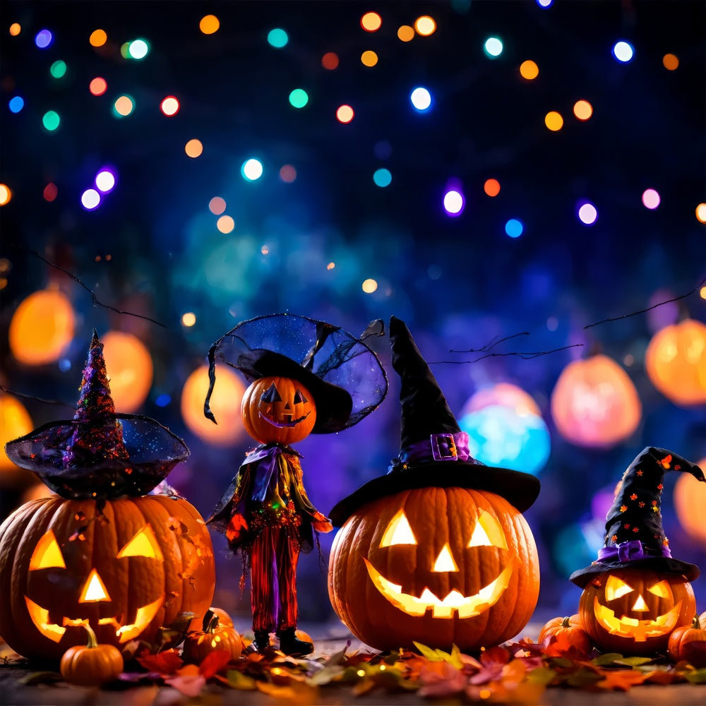 Zucche Di Streghe Incantate E Sfondo Di Luci Di Halloween BRP8-220