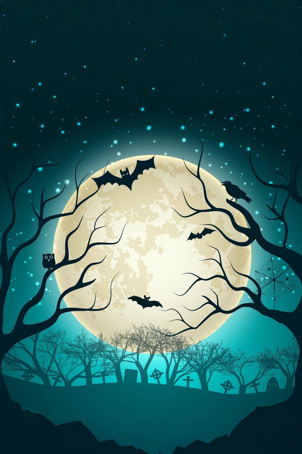 Notte Inquietante Con Alberi Inquietanti Sullo Sfondo Di Halloween BRP8-234