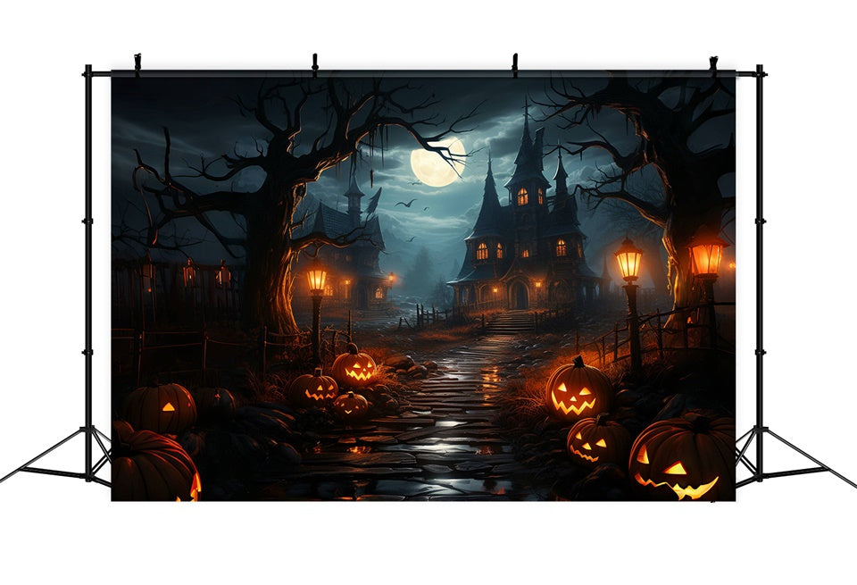 Sfondo Di Halloween Del Sentiero Sinistro Verso La Casa Maledetta BRP8-241