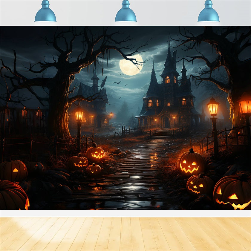 Sfondo Di Halloween Del Sentiero Sinistro Verso La Casa Maledetta BRP8-241