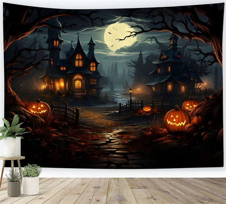 Sfondo Di Halloween Dal Percorso Spettrale Verso La Casa Stregata BRP8-243