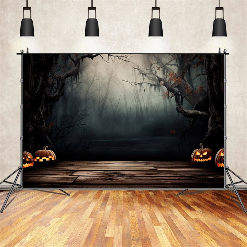 Sfondo Di Halloween Con Foresta Nebbiosa E Palude Inquietante BRP8-244