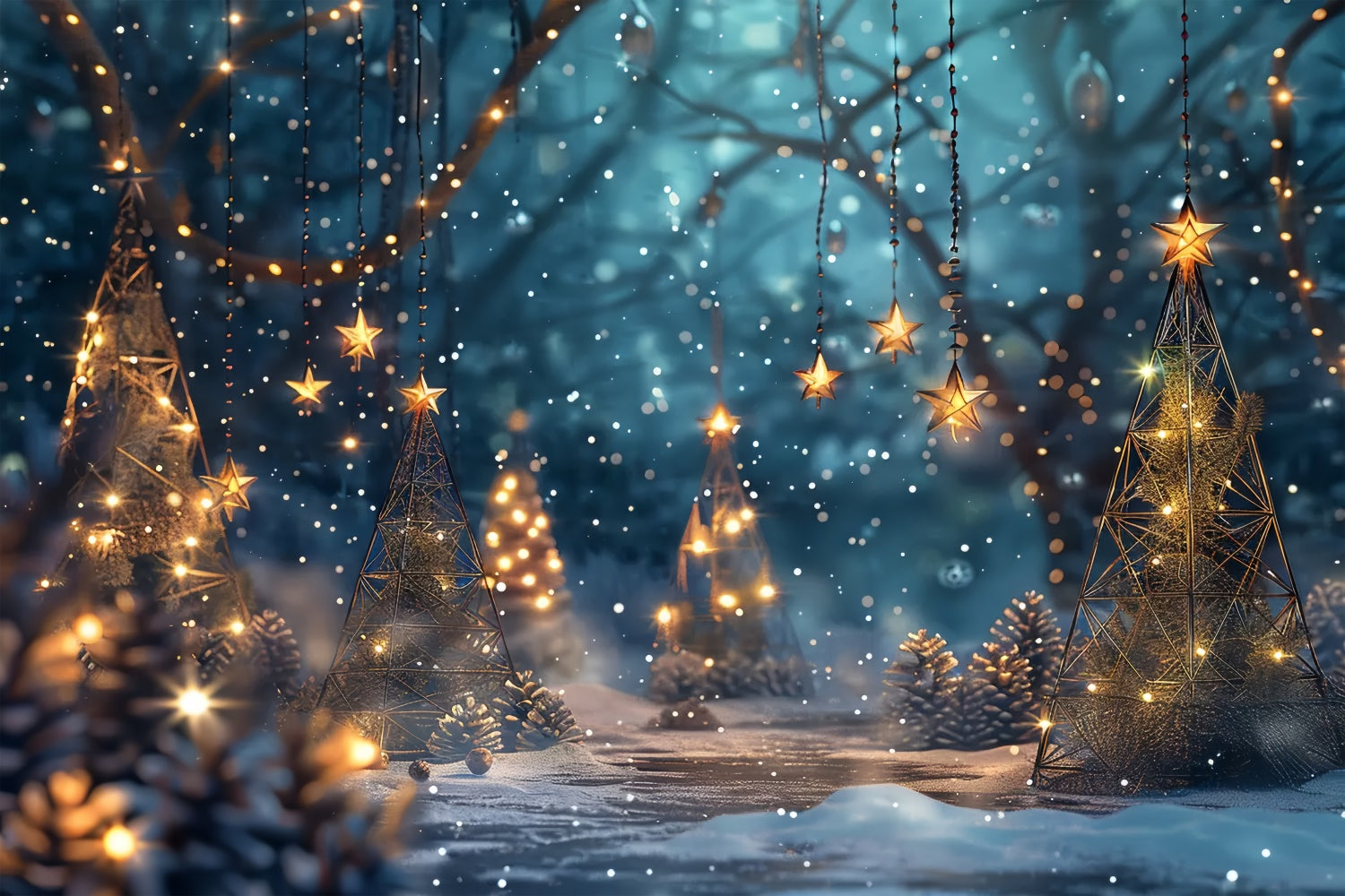 Sfondo Di Luci Della Foresta Incantata Di Natale BRP8-25