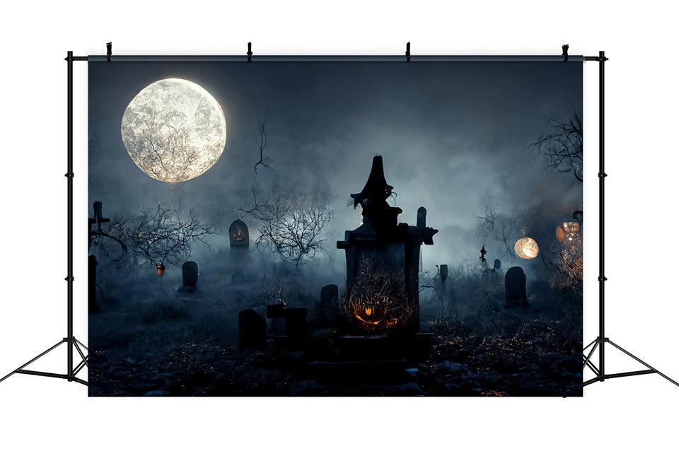 Cimitero Inquietante Con Sfondo Di Nebbia Di Halloween BRP8-255