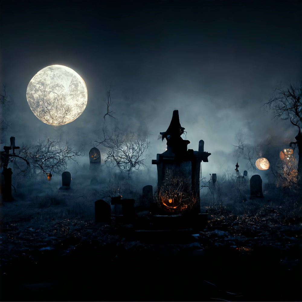 Cimitero Inquietante Con Sfondo Di Nebbia Di Halloween BRP8-255