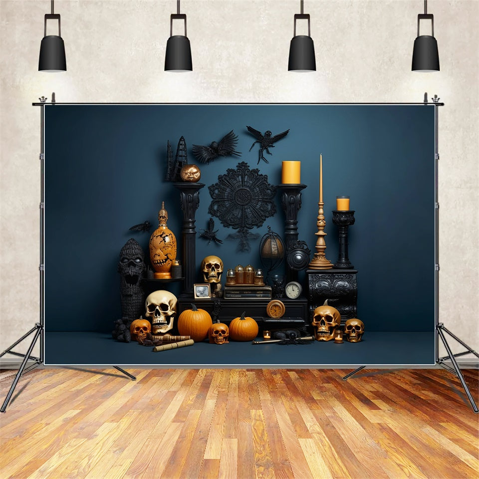 Sfondo Decorativo Con Teschio E Zucche Per La Stanza Di Halloween BRP8-278