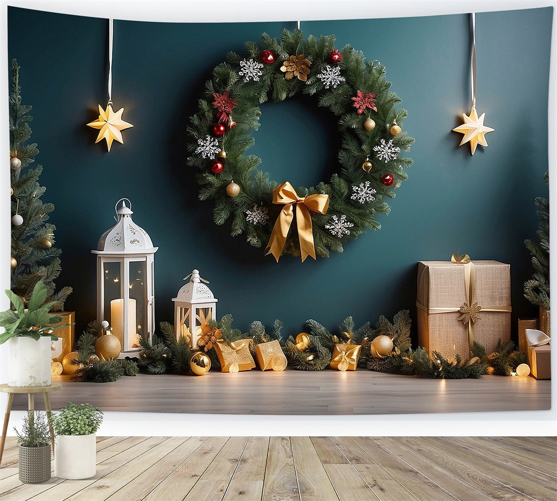 Lanterne Di Natale Con Sfondo Di Ghirlande Festive BRP8-295