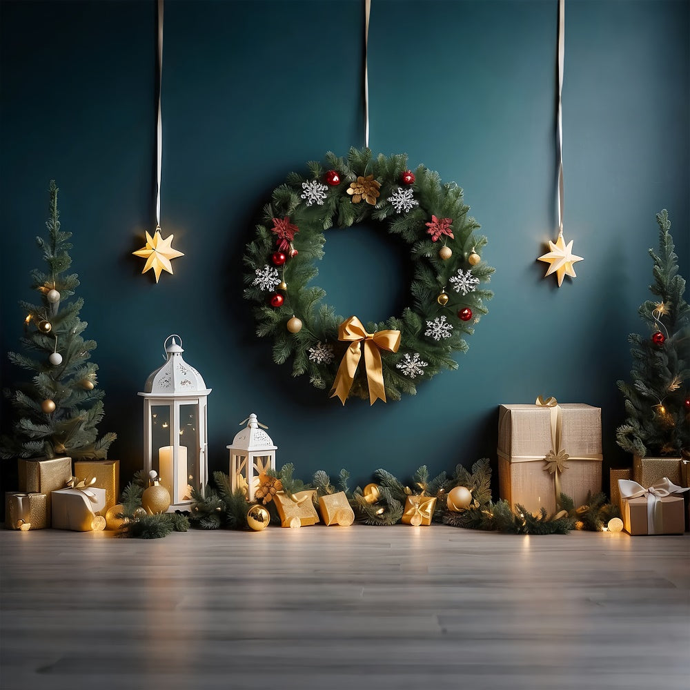 Lanterne Di Natale Con Sfondo Di Ghirlande Festive BRP8-295