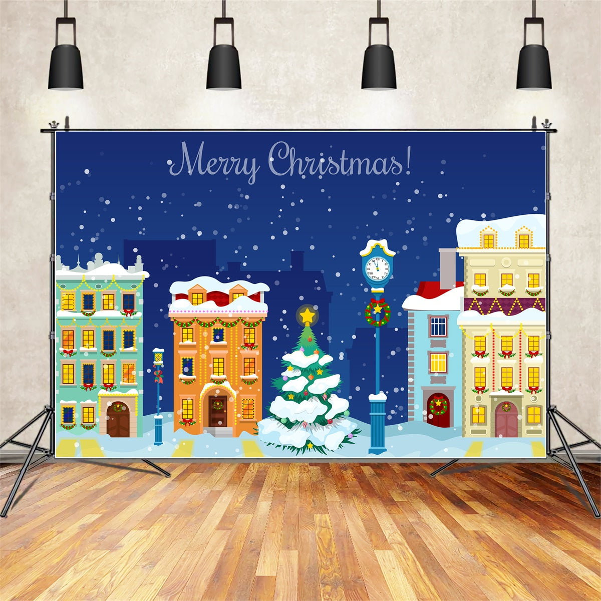 Sfondo Di Paesaggio Urbano Innevato Di Buon Natale BRP8-302