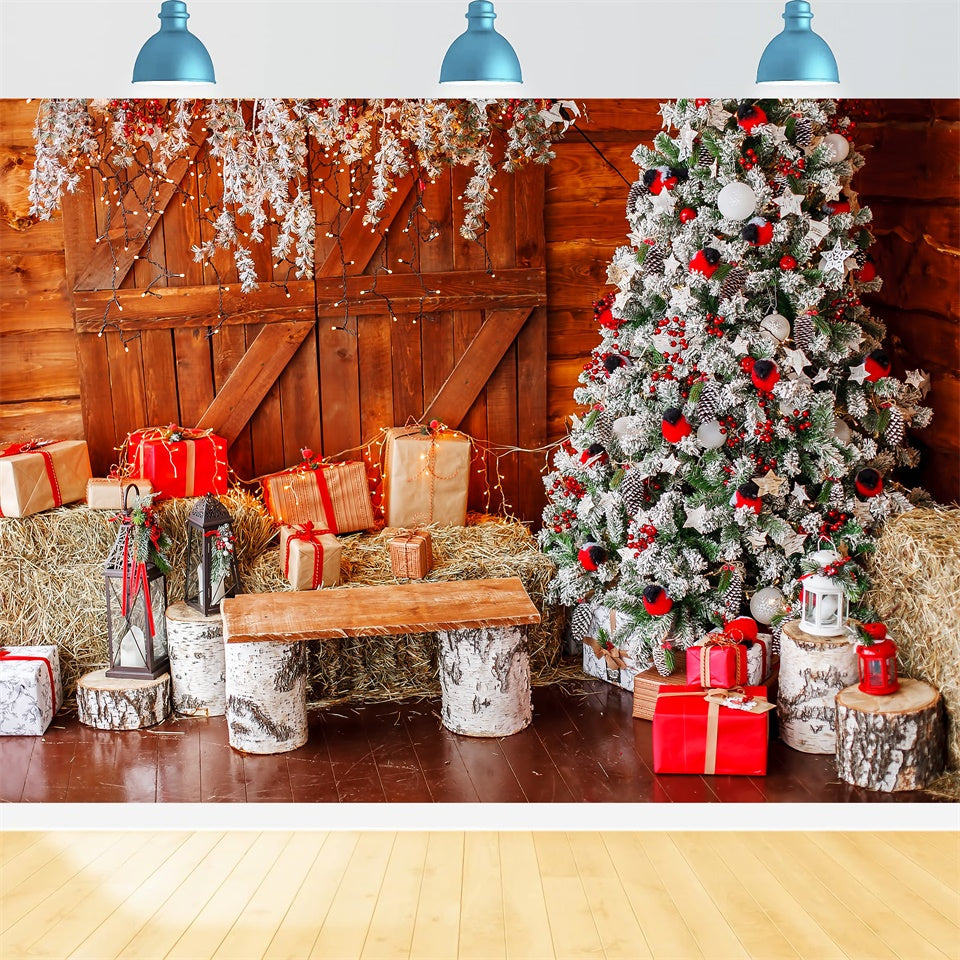 Balle Di Fieno Festive E Regali Di Natale Sullo Sfondo BRP8-308