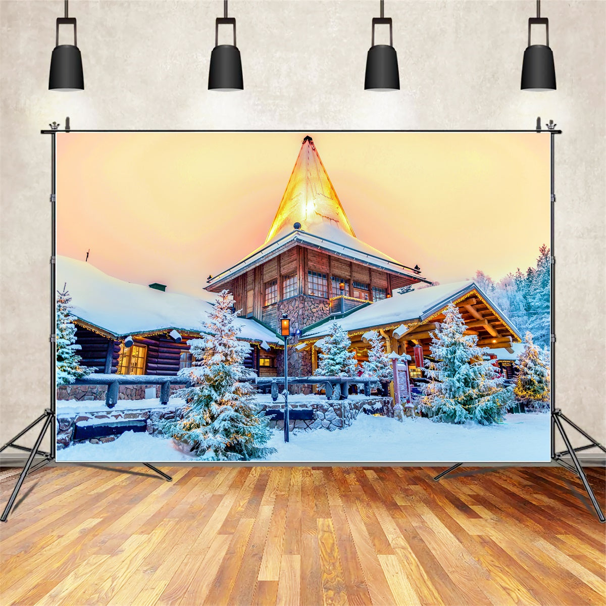 Scenario Natalizio Di Twilight Snowy Lodge BRP8-311