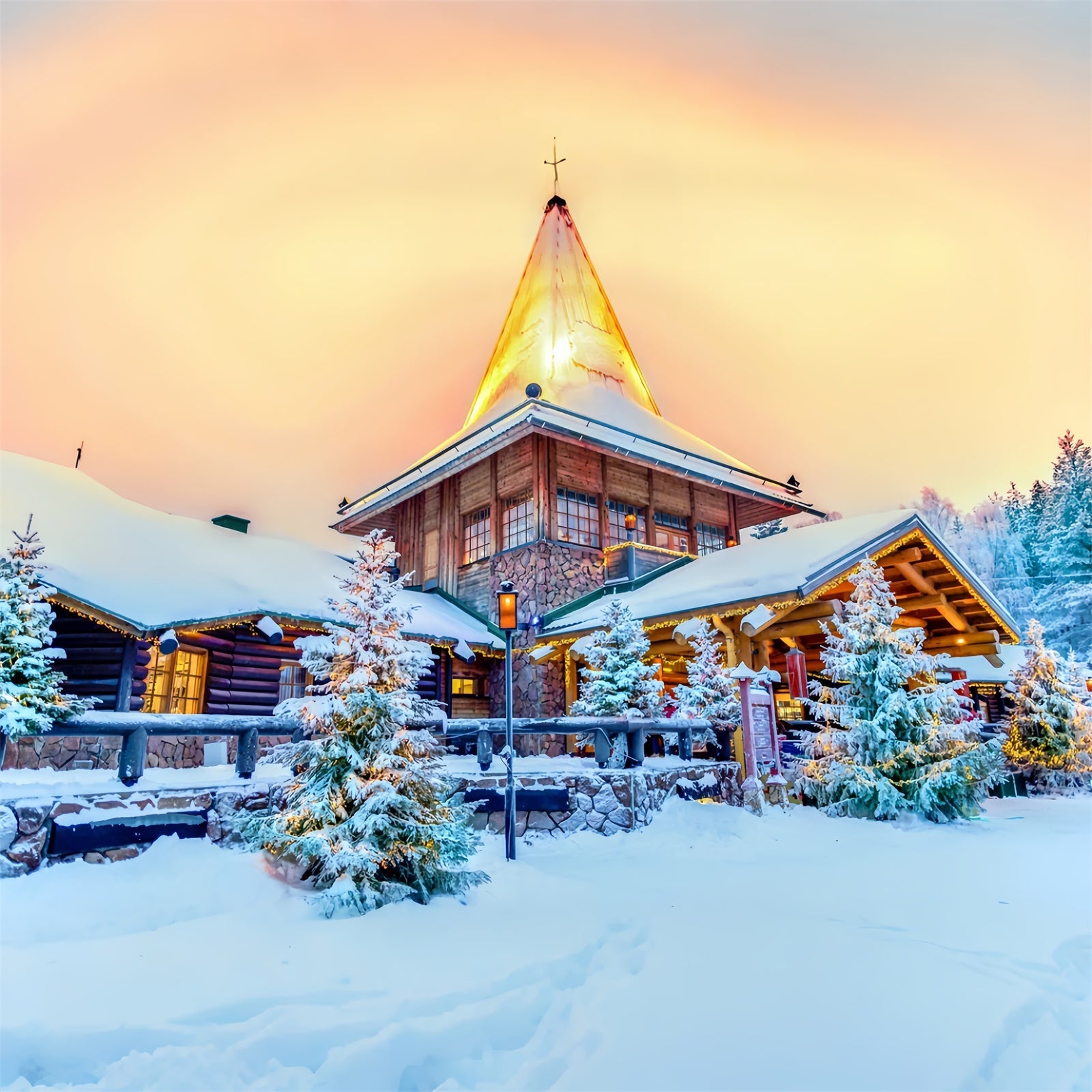 Scenario Natalizio Di Twilight Snowy Lodge BRP8-311