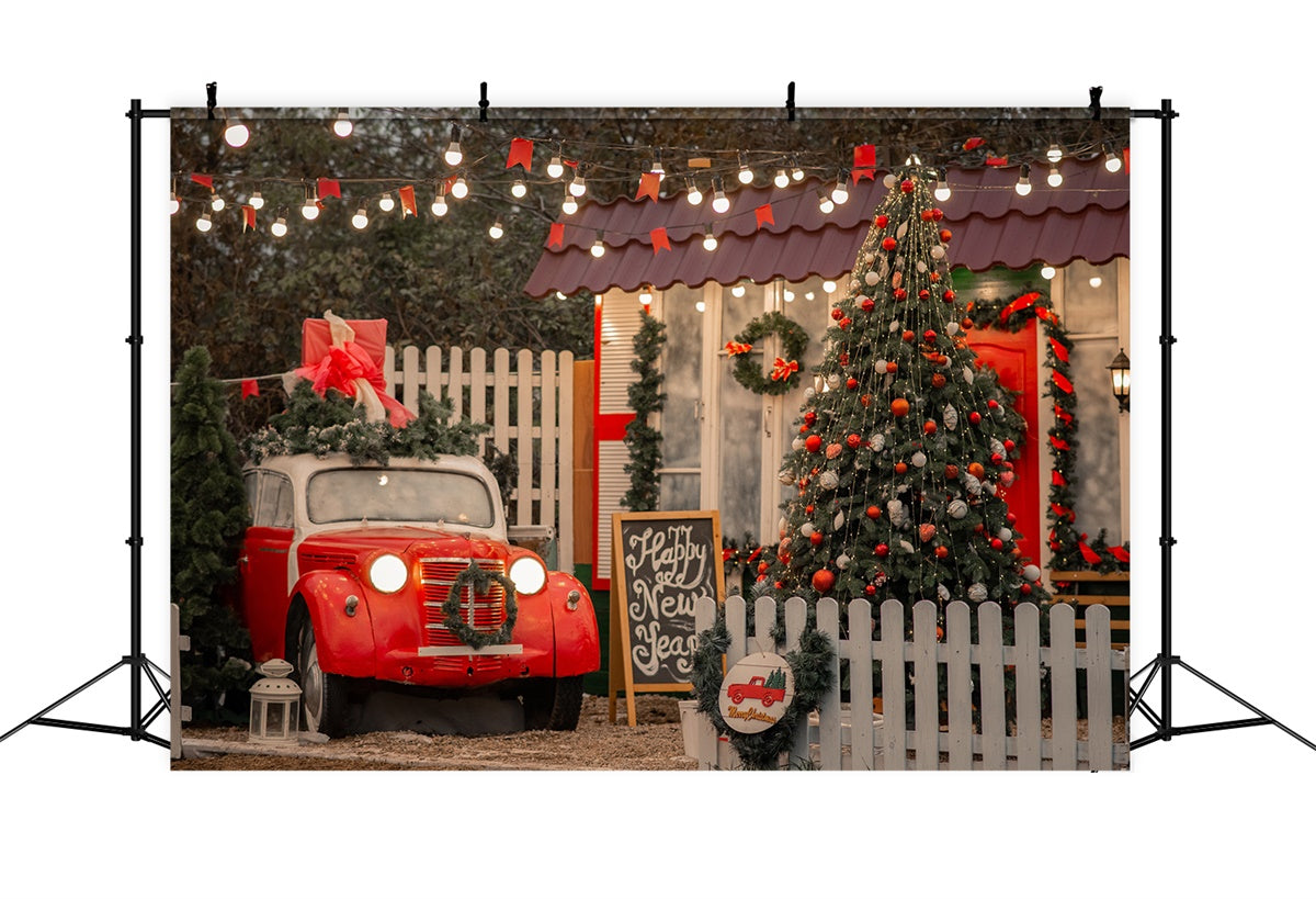 Portico Natalizio Con Sfondo Di Auto E Albero BRP8-324