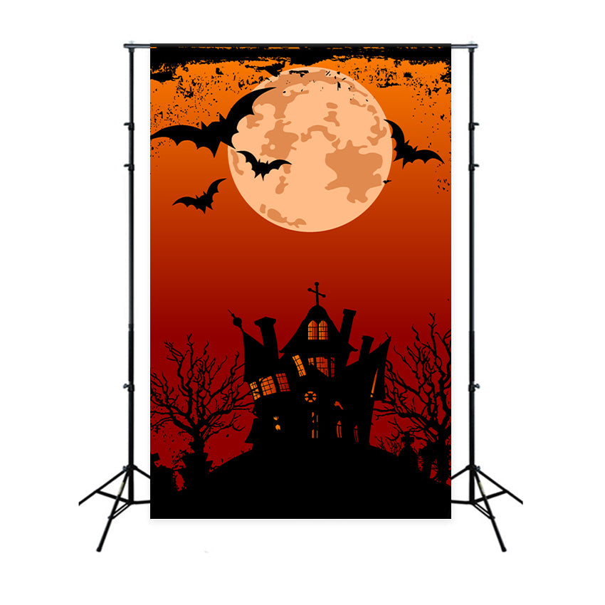 Sfondo Della Casa Notturna Di Halloween E Della Luna Piena BRP8-326