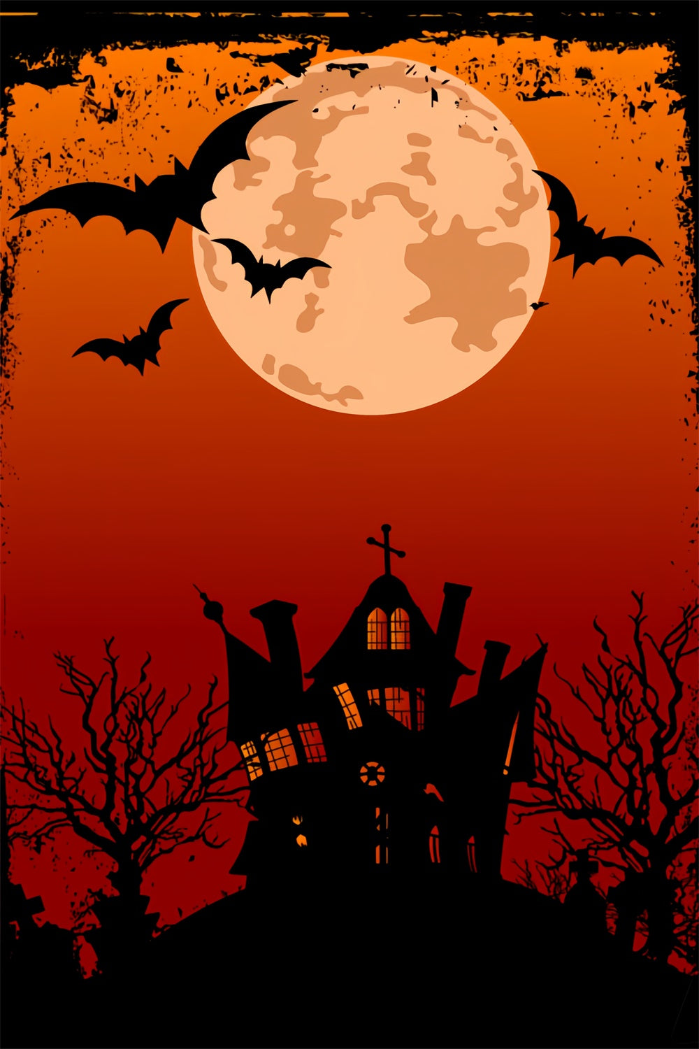 Sfondo Della Casa Notturna Di Halloween E Della Luna Piena BRP8-326