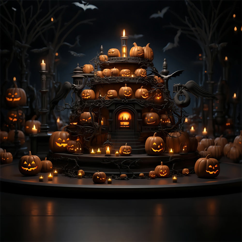 Sfondo Di Halloween Con Lanterne E Candele Spettrali BRP8-329