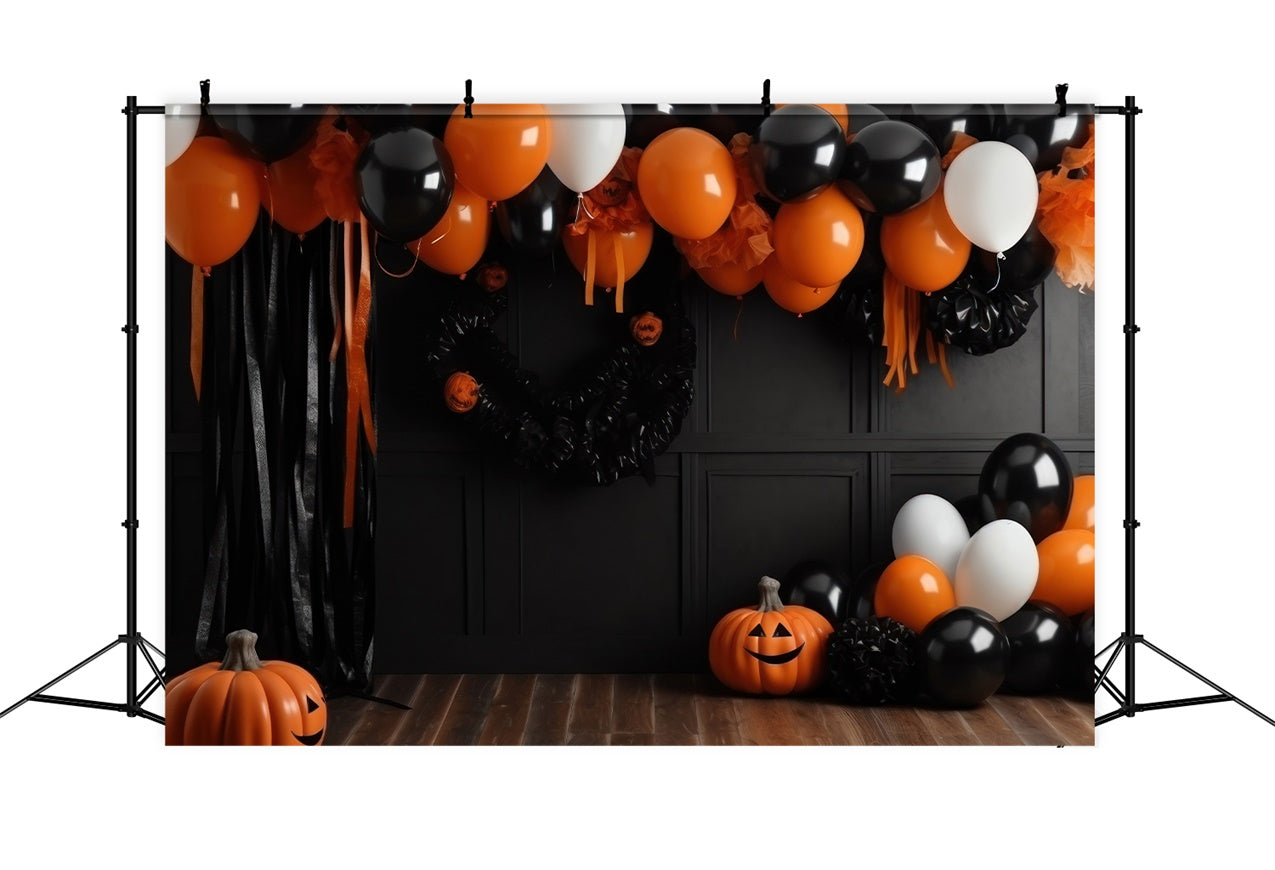 Sfondo Ghirlanda Di Palloncini Arancione E Nero Di Halloween BRP8-333
